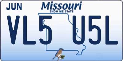 MO license plate VL5U5L