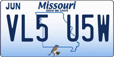 MO license plate VL5U5W