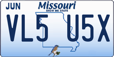 MO license plate VL5U5X