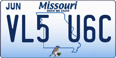 MO license plate VL5U6C