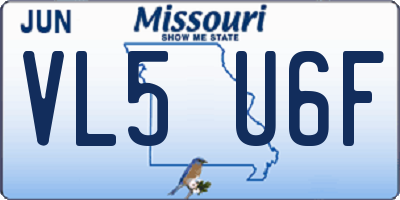 MO license plate VL5U6F