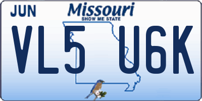 MO license plate VL5U6K