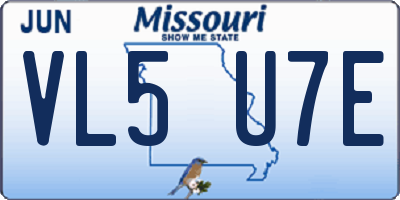 MO license plate VL5U7E