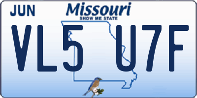 MO license plate VL5U7F