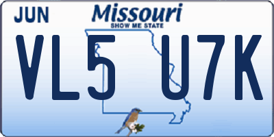 MO license plate VL5U7K