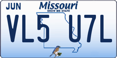 MO license plate VL5U7L