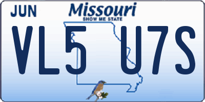 MO license plate VL5U7S