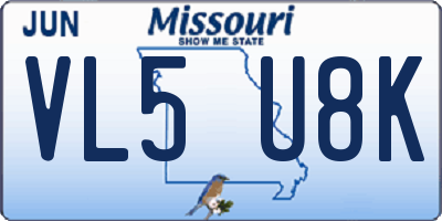 MO license plate VL5U8K