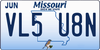 MO license plate VL5U8N
