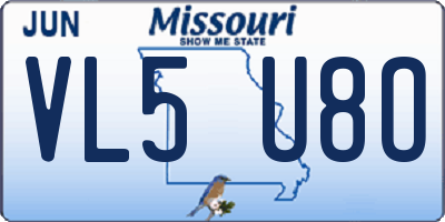 MO license plate VL5U8O