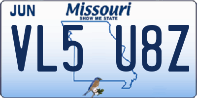 MO license plate VL5U8Z