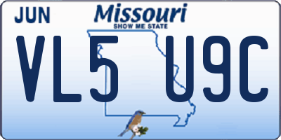MO license plate VL5U9C