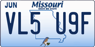 MO license plate VL5U9F
