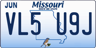 MO license plate VL5U9J