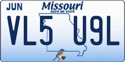 MO license plate VL5U9L