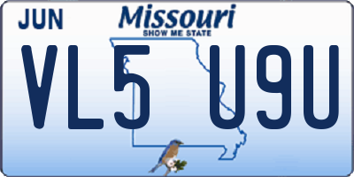 MO license plate VL5U9U