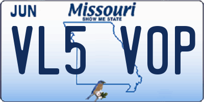 MO license plate VL5V0P