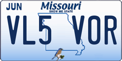 MO license plate VL5V0R