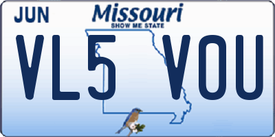MO license plate VL5V0U