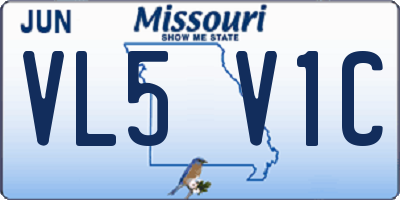 MO license plate VL5V1C