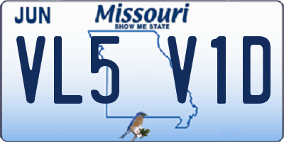 MO license plate VL5V1D