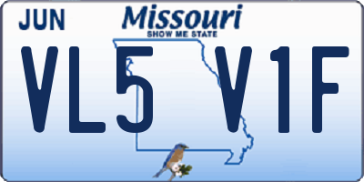 MO license plate VL5V1F