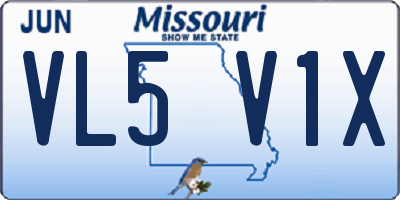 MO license plate VL5V1X
