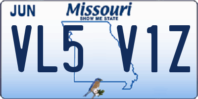 MO license plate VL5V1Z