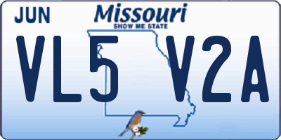 MO license plate VL5V2A
