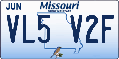 MO license plate VL5V2F