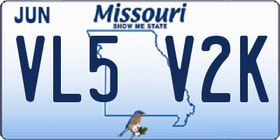 MO license plate VL5V2K