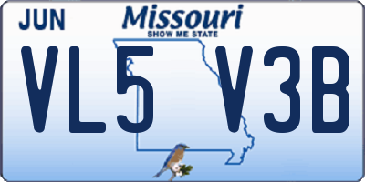 MO license plate VL5V3B
