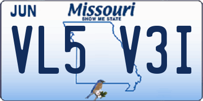 MO license plate VL5V3I