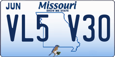 MO license plate VL5V3O