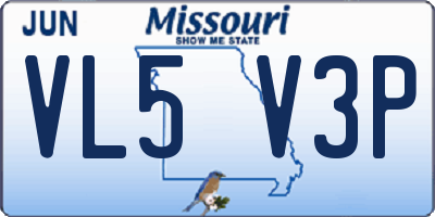 MO license plate VL5V3P