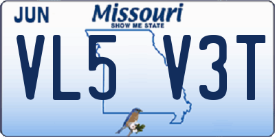 MO license plate VL5V3T