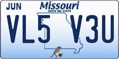 MO license plate VL5V3U