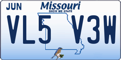 MO license plate VL5V3W