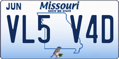 MO license plate VL5V4D