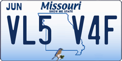 MO license plate VL5V4F