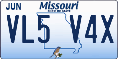 MO license plate VL5V4X