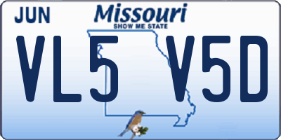 MO license plate VL5V5D
