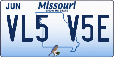 MO license plate VL5V5E