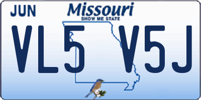 MO license plate VL5V5J