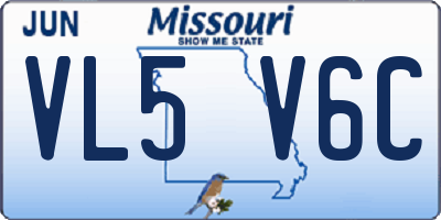 MO license plate VL5V6C