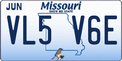 MO license plate VL5V6E