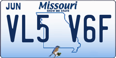 MO license plate VL5V6F