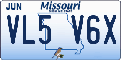 MO license plate VL5V6X