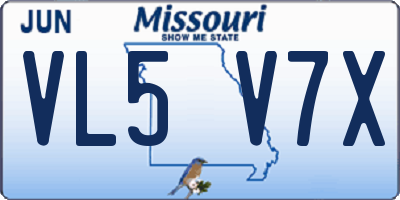 MO license plate VL5V7X