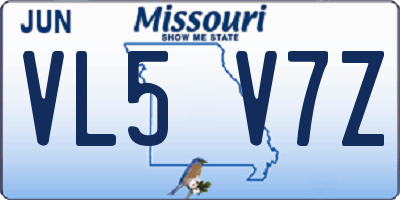 MO license plate VL5V7Z